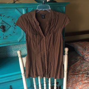 Calvin Klein Country Western Brown Button Down Top